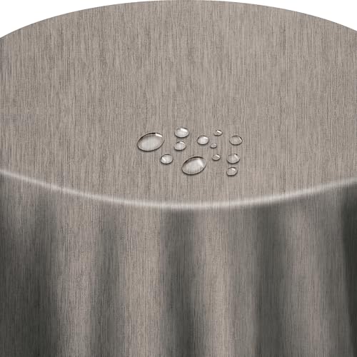 Wachstuch Wachstischdecke mit Overlock Naht Leinen Prägung Braun Oval 140 x 260 cm Tischdecke abwischbar von DecoHomeTextil Heimtextilmanufaktur