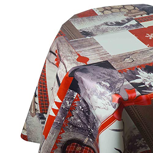 Wachstuch Weihnachten Christmas RUND OVAL Größe & Farbe wählbar Oval ca. 140 x 180 cm Rentier abwaschbare Tischdecke von DecoHomeTextil Heimtextilmanufaktur