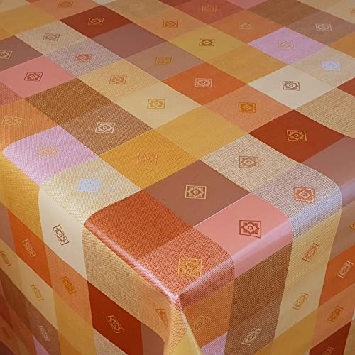 d-c-fix Wachstuch Wachstischdecke Gartentischdecke Tischdecke Leinenoptik Kariert Orange Breite & Länge wählbar 130 x 180 cm abwaschbar von DecoHomeTextil Heimtextilmanufaktur