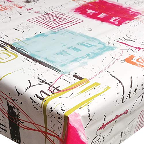 d-c-fix Wachstuch Wachstischdecke Tischdecke Gartentischdecke Lesley Türkis Pink Beige Breite & Länge wählbar 90 x 110 cm Eckig abwaschbar von DecoHomeTextil Heimtextilmanufaktur