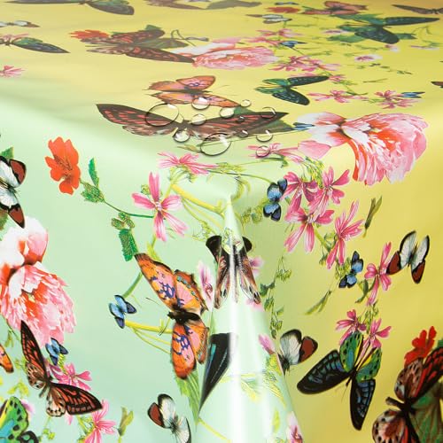 d-c-fix Wachstuch Wachstischdecke Tischdecke Gartentischdecke Schmetterlinge Bunt Breite & Länge wählbar 120 x 120 cm Eckig abwaschbar von DecoHomeTextil Heimtextilmanufaktur