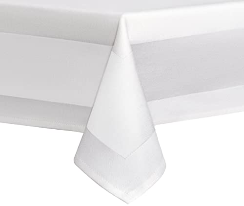 Damast Tischdecke Größe wählbar - Gastro Edition Weiss Eckig 100 x 100 cm Tischdecke mit Atlaskante aus 100% Baumwolle von Decohometextil