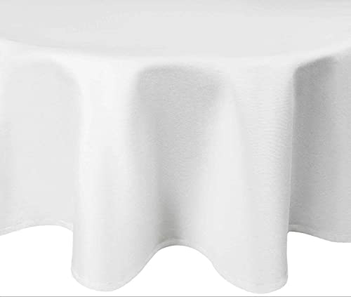 Damast Tischdecke aus 100% Baumwolle Gastro Edition Rund Weiß 240 cm Größe wählbar von DecoHomeTextil