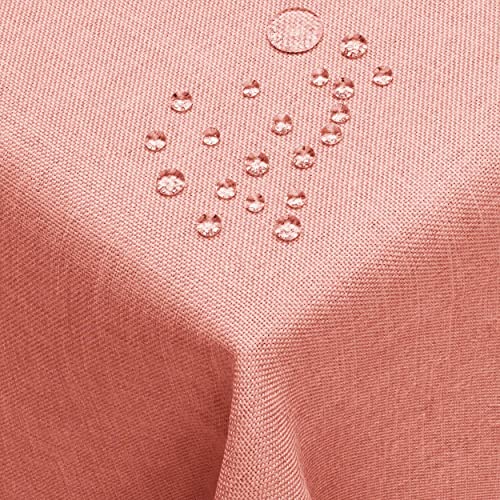 DecoHomeTextil Leinen Optik Farbe Größe wählbar - Eckig 110 x 110 BZW.110x110 BZW. 110x110 cm Altrosa/Rosa mit Lotus Effekt Tischdecke mit Fleckschutz Altrosa/Rosa TD Eckig von DecoHomeTextil Heimtextilmanufaktur