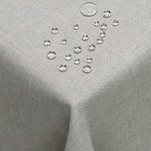 DecoHomeTextil Leinen Optik Farbe Größe wählbar - Eckig 110 x 140 BZW.140x110 BZW. 110x140 cm Hellgrau mit Lotus Effekt Tischdecke mit Fleckschutz Hellgrau TD Eckig von DecoHomeTextil Heimtextilmanufaktur
