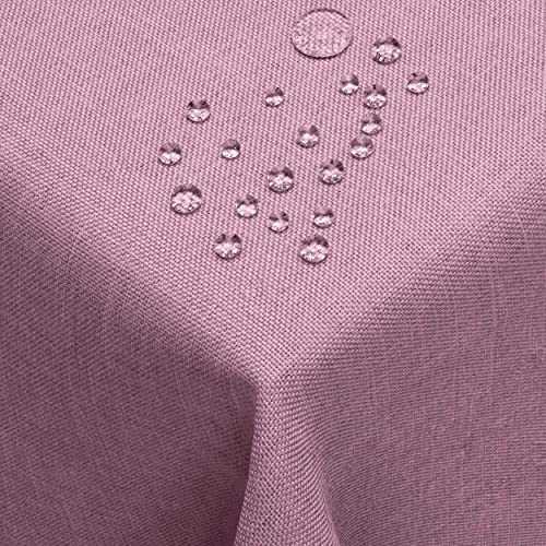 DecoHomeTextil Leinen Optik Farbe Größe wählbar - Eckig 130 x 130 BZW.130x130 BZW. 130x130 cm Lila mit Lotus Effekt Tischdecke mit Fleckschutz Lila TD Eckig von DecoHomeTextil Heimtextilmanufaktur