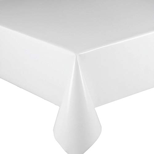 Lacktischdecke Wachstuch Wachstischdecke Tischdecke Gartentischdecke Weiß Breite & Länge wählbar 100 x 100 cm Eckig abwaschbar von DecoHomeTextil
