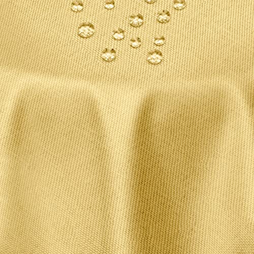 Leinen Optik Tischdecke Tischtuch Tafeldecke Leinendecke Abwaschbar Wasserabweisend Oval 130 x 220 cm Gelb Fleckschutz Pflegeleicht mit Saumrand Leinentuch von DecoHomeTextil