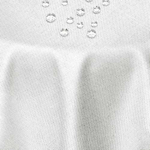 Leinen Optik Tischdecke Tischtuch Tafeldecke Leinendecke Abwaschbar Wasserabweisend Oval 160 x 220 cm Weiss Fleckschutz Pflegeleicht mit Saumrand Leinentuch von DecoHomeTextil