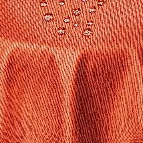 Leinen Optik Tischdecke Tischtuch Tafeldecke Leinendecke Abwaschbar Wasserabweisend Rund 140 cm Orange Fleckschutz Pflegeleicht mit Saumrand Leinentuch von DecoHomeTextil