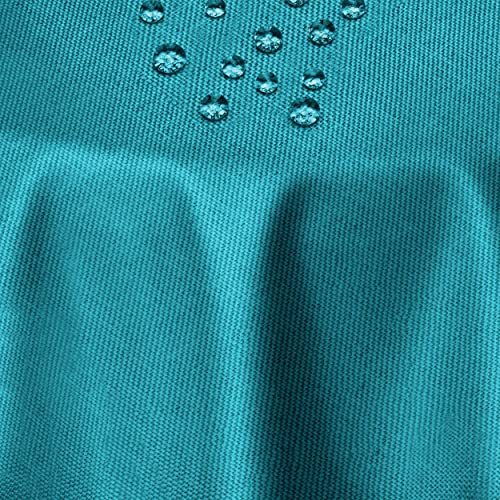 Leinen Optik Tischdecke Tischtuch Tafeldecke Leinendecke Oval 135 x 180 cm Petrol Türkis Abwaschbar Wasserabweisend Pflegeleicht von DecoHomeTextil Heimtextilmanufaktur
