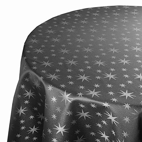 Lurex Tischdecke Sterne Farbe und Größe wählbar - Oval 160x220 cm Dunkelgrau - dezent glitzernd Tischdecke Weihnachten von DecoHomeTextil