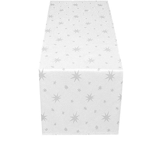 Lurex Tischläufer Sterne Farbe & Größe wählbar - 40x140 cm Silber - dezent glitzernd Tischdecke Weihnachten von Decohometextil