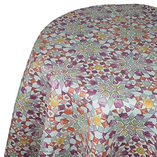 Meterware Tischdecke Stofftischdecke Größe wählbar Murano Bunt Oval ca. 140 x 180 cm Gartentischdecke abwaschbar von DecoHomeTextil