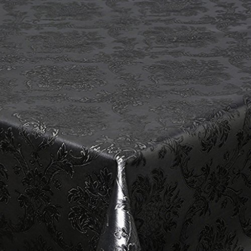 Polyline Barock Soft Tischdecke 1mm dick Breite & Länge wählbar Schwarz 140 x 350 cm abwischbar von DecoHomeTextil