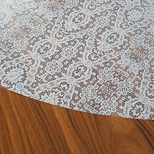 Transparente Folie Tischdecke Tischfolie Schutzfolie mit Muster Aurora Dantelle Rund 80 cm abwaschbar von DecoHomeTextil