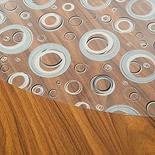 Transparente Folie Tischdecke Tischfolie Schutzfolie mit Muster Kringel Grau Oval ca. 140 x 300 cm abwaschbar von DecoHomeTextil