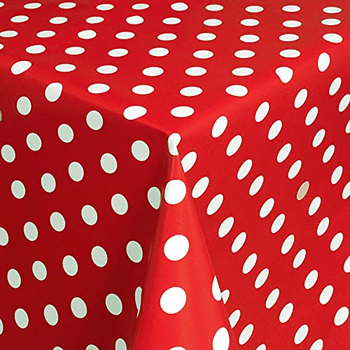 Wachstuch Wachstischdecke Gartentischdecke Tischdecke Größe wählbar Punkte Rot Eckig 140 x 1000 cm abwaschbar von DecoHomeTextil