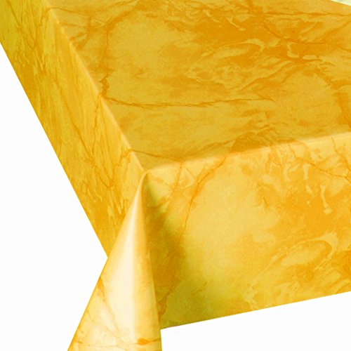 Wachstuch Wachstischdecke Tischdecke Breite und Länge wählbar abwaschbare Gartentischdecke Lack Marmor Gelb 120 x 150 cm Eckig von DecoHomeTextil