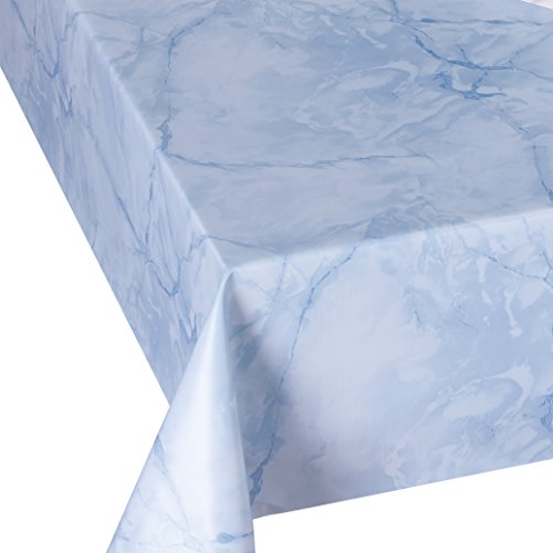 Wachstuch Wachstischdecke Tischdecke Breite und Länge wählbar abwaschbare Gartentischdecke Lack Marmor Hellblau 100 x 130 cm Eckig von DecoHomeTextil