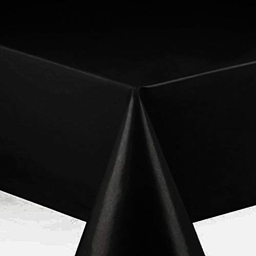 Wachstuch Wachstischdecke Tischdecke Gartentischdecke Glatt Uni Schwarz Breite & Länge wählbar 110 x 300 cm Eckig abwaschbar von DecoHomeTextil Heimtextilmanufaktur