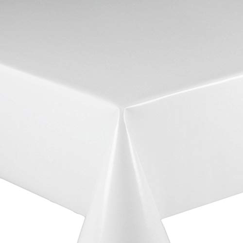 Wachstuch Wachstischdecke Tischdecke Gartentischdecke Glatt Uni Weiß Breite & Länge wählbar 100 x 300 cm Eckig abwaschbar von DecoHomeTextil