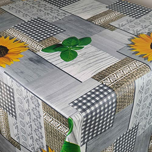 Wachstuch Wachstischdecke Tischdecke Gartentischdecke Größe wählbar Sonnenblumen Basilikum Eckig 120 x 350 cm abwaschbar von DecoHomeTextil