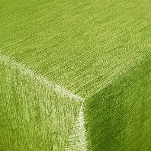Wachstuch Wachstischdecke Tischdecke Gartentischdecke Leinen Prägung Grün Eckig 130 x 200 cm abwaschbar gefaltet von DecoHomeTextil
