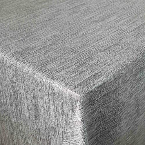 Wachstuch Wachstischdecke Tischdecke Gartentischdecke Leinen Prägung Hellgrau Eckig 130 x 160 cm abwaschbar gefaltet von DecoHomeTextil Heimtextilmanufaktur