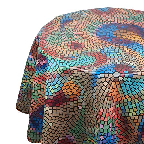 Wachstuch Wachstischdecke Tischdecke Gartentischdecke Mosaik Bunt Rund 120 cm abwaschbar gefaltet Wachstuch Wachstischdecke Tischdecke Gartentischdecke Mosaik Bunt Rund 120 cm abwaschbar gefaltet von DecoHomeTextil Heimtextilmanufaktur