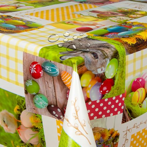 Wachstuch Wachstischdecke Tischdecke Ostertischdecke Farbe und Größe wählbar Osterhase Eckig 120 x 200 cm abwaschbar Ostern von DecoHomeTextil Heimtextilmanufaktur