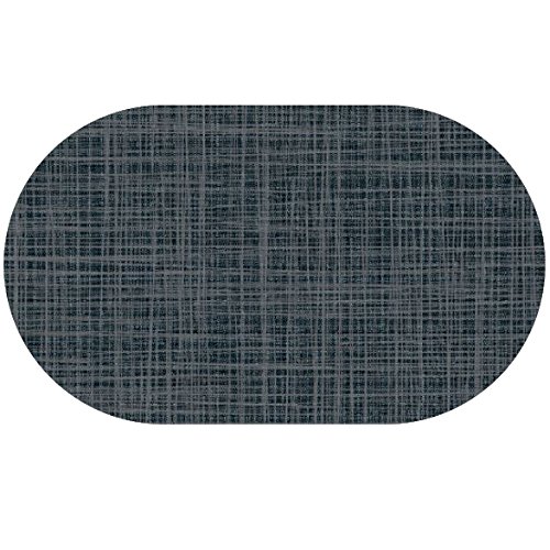 d-c-fix Wachstuch Leinen Look RUND OVAL Farbe & Größe wählbar Oval 130 x 180 cm Grau Anthrazit abwaschbare Tischdecke von DecoHomeTextil