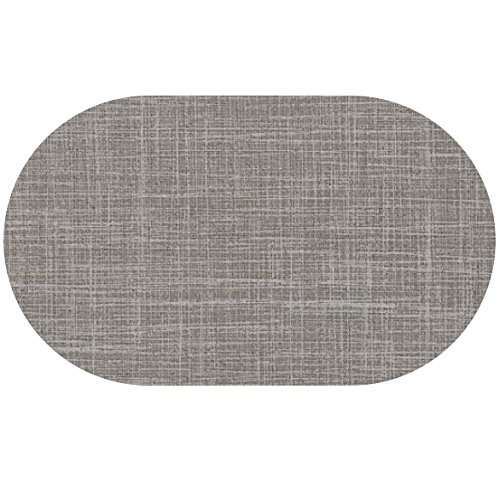 d-c-fix Wachstuch Leinen Look RUND OVAL Farbe & Größe wählbar Oval ca. 140 x 220 cm Beige Silber abwaschbare Tischdecke von DecoHomeTextil