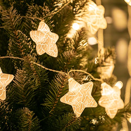 DecoKing 10er LED Lichterkette mit Timer warmes Weiß Girlande Weihnachtsdeko Sterne Lavar von DecoKing