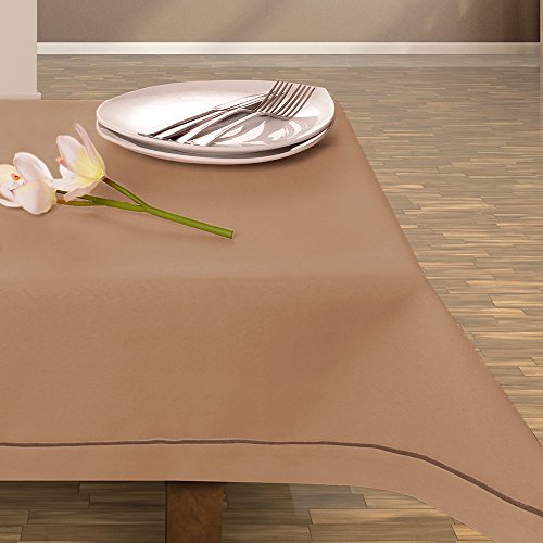 130x170 cm beige Tischdecke Tischtuch elegant praktisch pflegeleicht Leinoptik Lein Optik mit Borte Modern Lein von DecoKing