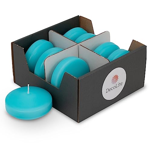 DecoLite: Maxi XL Schwimmkerzen 8 Stück im Karton, Ø 8 cm ?8 Stunden lange Brenndauer, ohne Duft, Paraffinwachs, große Floating Candles, schwimmend, Ideal für verschiedene Anlässe (türkis) von DecoLite