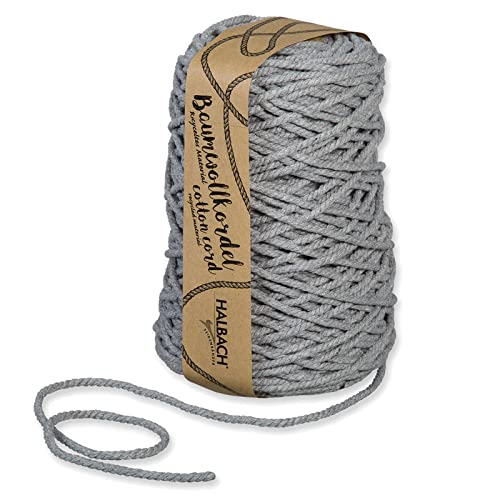 Recycelte Baumwollkordel 5 mm 500g/80 m Nachhaltig Baumwollgarn Seil Makramee Natur Kordel Basteln Knüpfen Dekokordel Handwerk Kreativ (grau) von DecoLite