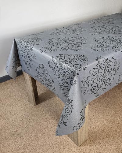 DecoMeister Wachstuch Tischdecke Tischbelag Tischabdeckung abwaschbar Tischtuch Tischfolie Tischplattenschutz Vinyl-Tischdecke Küche Esszimmer Küchentisch 140x200 cm Ornament Dunkel von DecoMeister