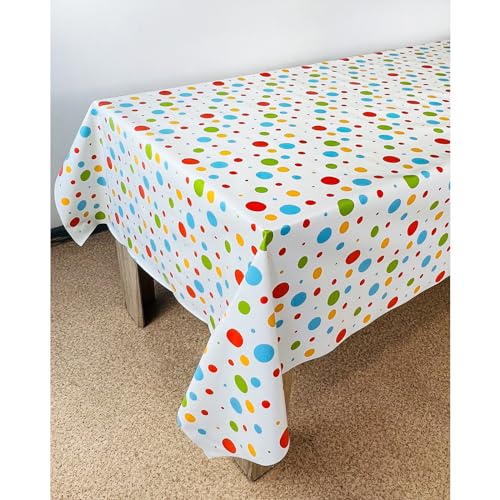 DecoMeister Wachstuch Tischdecke Tischbelag Tischabdeckung abwaschbar Tischtuch Tischfolie Tischplattenschutz Vinyl-Tischdecke Küche Esszimmer Küchentisch 140x90 cm Bunte Punkte von DecoMeister