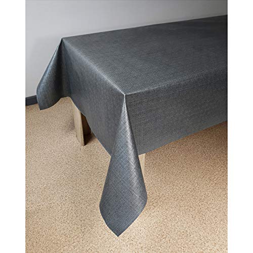Wachstuchtischdecke 140x220 cm | Wachstischdecke mit wasserabweisender und lebensmittelecht PVC-Beschichtung | Outdoor-Tischdecken für Garten und Küche | Tischdecke wetterfest | Sharon Anthrazit von DecoMeister