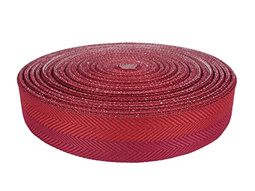 DecoMeister Teppicheinfassband Abschlussband Einfassband Klebeband zum Aufbügeln Klebe Saumband Fischgrätmuster Zweifarbig Teppich Polstermöbel Autopolsterung 40mm Breite x 2000cm Rot- Rubinrot von DecoMeister