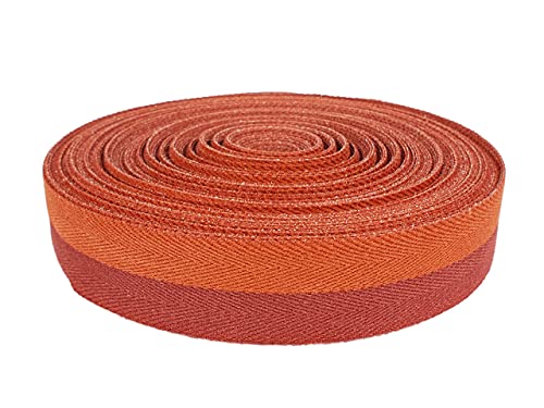 DecoMeister Teppicheinfassband Abschlussband Einfassband Klebeband zum Aufbügeln Klebe Saumband Fischgrätmuster Zweifarbig Teppich Polstermöbel Autopolsterung 40mm Breite x 2000cm Terrakotta - Rot von DecoMeister