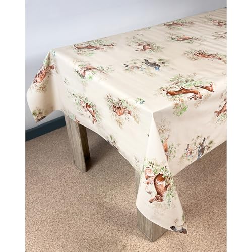 Wachstuchtischdecke 140x2000 cm | Wachstischdecke mit wasserabweisender und lebensmittelecht PVC-Beschichtung | Outdoor-Tischdecken für Garten und Küche | Tischdecke wetterfest | Waldtiere von DecoMeister