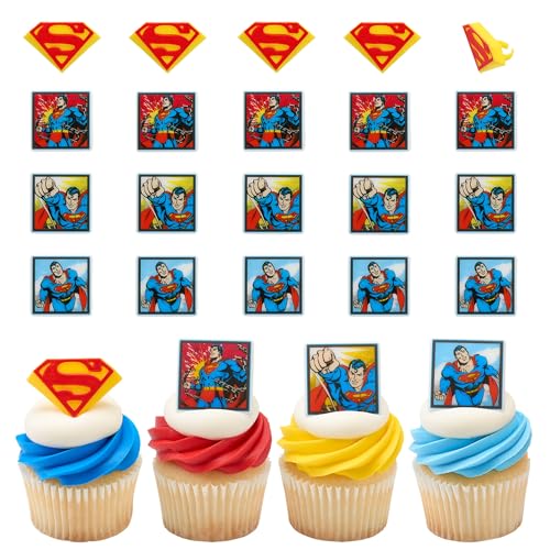 24 Stück Superman Cupcake Ringe, Superhero DC Cupcake Dekorationen, Lebensmittelechte Cake Toppers - 24 Stück 24 Stück Superman Cupcake Ringe, Superhero DC Cupcake Dekorationen, Lebensmittelechte Cake Toppers - 24 Stück von DecoPac