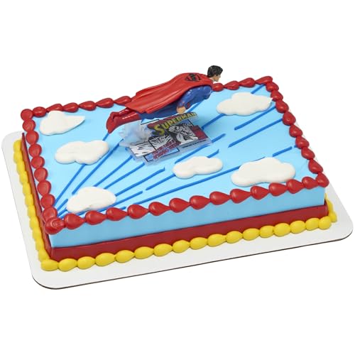 Superman Man Of Steel Cake Topper, Superhero Flying Superman Cake Decoration,Food Safe Birthday Cake Decoration von DecoPac