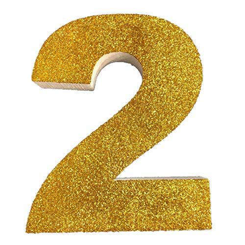 Buchstaben des Alphabets und Zahlen, aus Polystyrol, 20 cm hoch und 3 cm dick, zur Dekoration mit goldenem Glitzer für Veranstaltungen, Hochzeiten und Partys (2) von DecoPorex