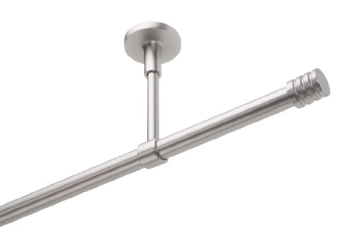 DécoProfi Gardinenstangen Chrom Matt 1-läufig Ø 16 mm L: 120 cm I "Endkappe mit Rille"Gardinen/Vorhangstange im Set I Inklusive Träger, Befestigung und Endstücke I Decken- oder Wandbefestigung von DecoProfi