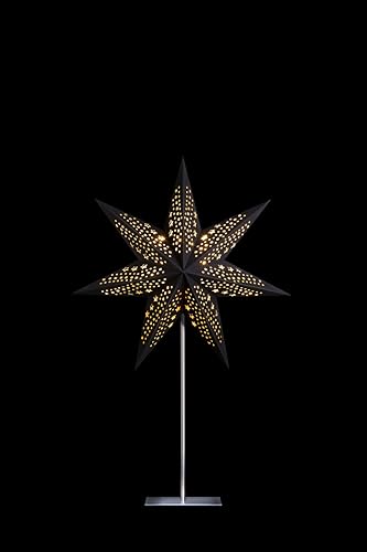 DecoTrend GmbH Sterntaler Dekostern | Weihnachtsstern Papier | Samt | Faltstern mit Ständer | Schwarz | 45cm | Innen | Glühbirne | Netzstecker DecoTrend GmbH Sterntaler Dekostern | Weihnachtsstern Papier | Samt | Faltstern mit Ständer | Schwarz | 45cm | Innen | Glühbirne | Netzstecker von DecoTrend GmbH