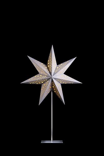 Sterntaler Dekostern | Weihnachtsstern Papier | Samt | Faltstern mit Ständer | Grau | 45cm | Innen | Glühbirne | Netzstecker Sterntaler Dekostern | Weihnachtsstern Papier | Samt | Faltstern mit Ständer | Grau | 45cm | Innen | Glühbirne | Netzstecker von DecoTrend GmbH