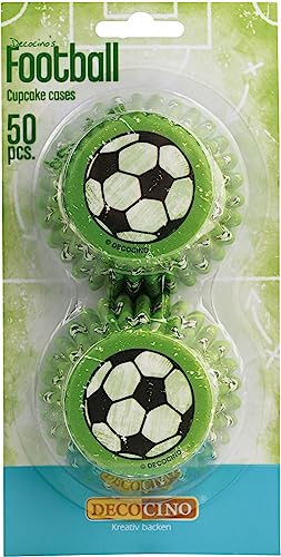 DECOCINO Muffinförmchen Fußball (50 STK.) – Fußball Muffin-Deko& Cupcake-Deko – Fußball-Muffinformen | Fußball-Cupcakeförmchen als Geburtstagsdeko von DECOCINO